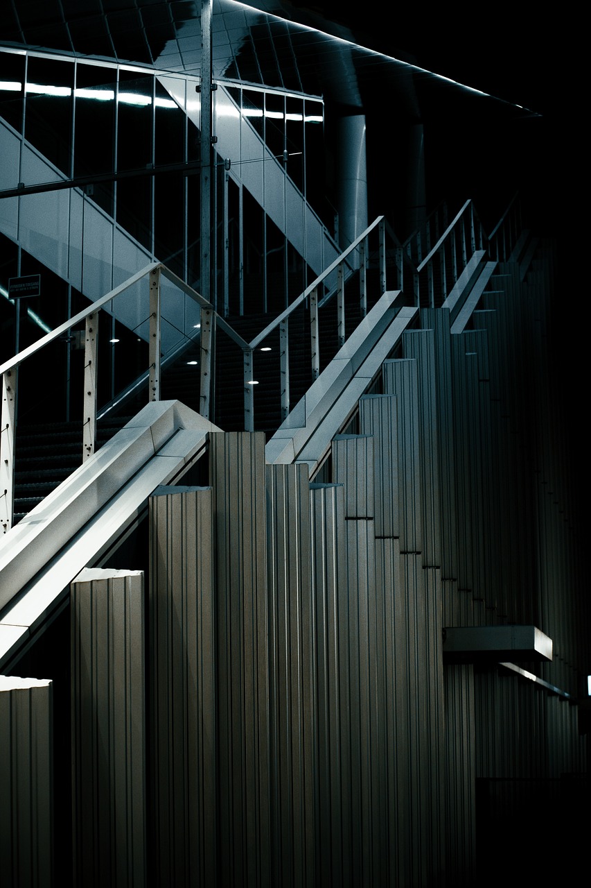 staircase, dark, architecture, interior, stairway, building, office building, phone wallpaper, aesthetic wallpaper, iphone wallpaper, black wallpaper, black